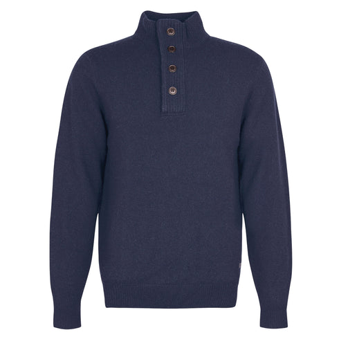 Maglia Uomo con mezza zip e bottoni, in pura lana